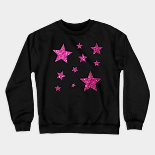 Hot Pink Faux Glitter Stars Crewneck Sweatshirt